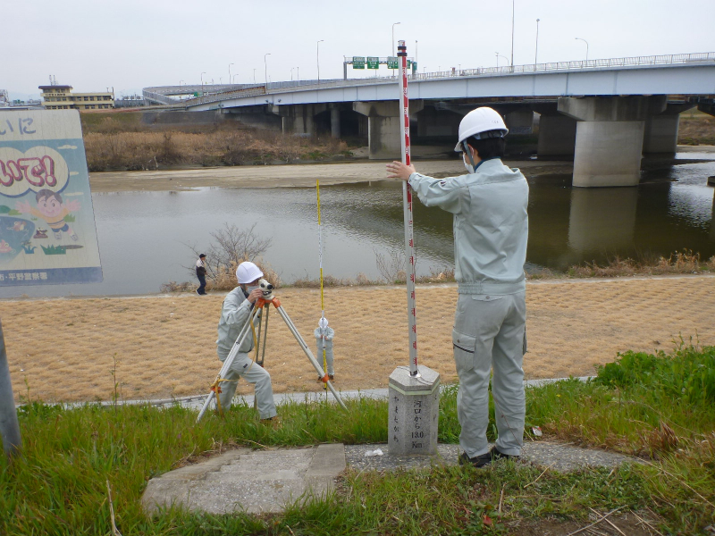 オートレベルによる河川横断測量