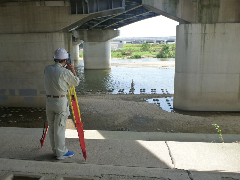 TSによる河川横断測量